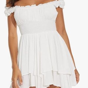 Ruffle romper off the shoulder
